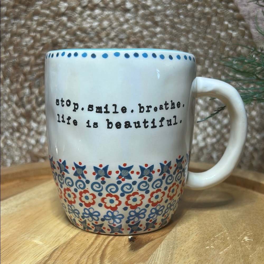 Natural Life Ceramic Mug with Inspirational Quote